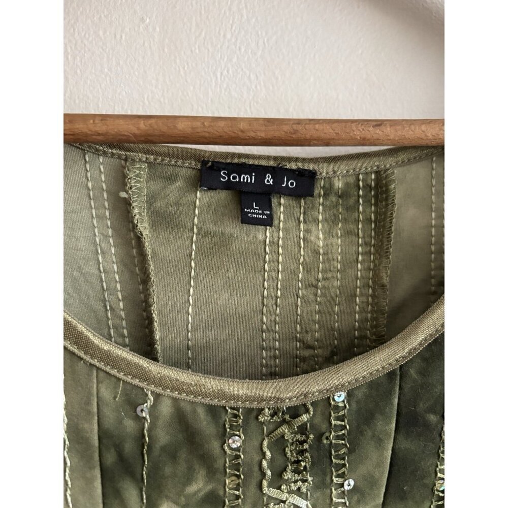 Sami & Jo Plus Green Midi Fit and flare dress Short Sleeve Sequins Fairy Large - Picture 6 of 15